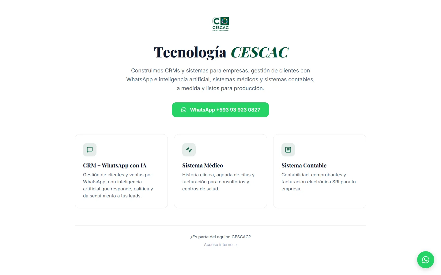 CRM CESCAC en produccion